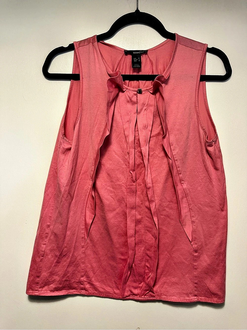 Mango Suit Pleated Sleeveless Top in Pink Size Medium